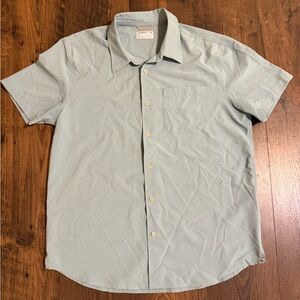 Wellen Performance Airweave Camp Collar Shirt Button Breathable Blue Size Large